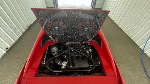 Customer photo review of Engine Lid Dual Fan Shroud (Forged Carbon Fiber/Mirror Finish/Carbon Fiber/Raw Aluminum) - Reduce Intake Temperatures - SPAL fan available