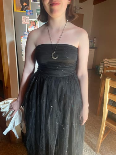 Avis photo d'un client sur Robe bandeau en maille pailletée à nœud des années 1950