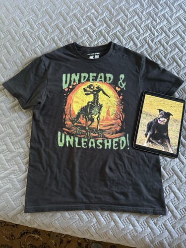 Customer photo review of Undead & Unleashed T-Shirt