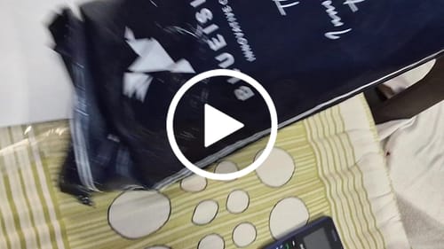 Customer video review of White & Blue Double Line Stripes -Full-Bamboo Linen