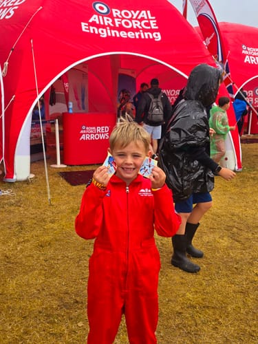 Customer photo review of Red Arrows Kids Flying Suit