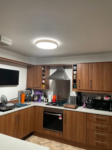 Customer photo review of Scandinavian Dimmable Wood LED Flush Mount Light