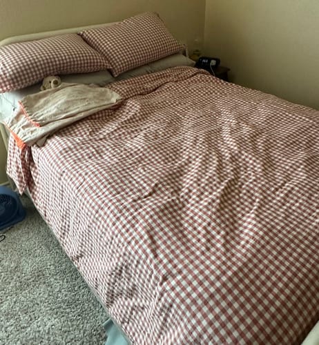Customer photo review of Cotton Small Gingham Duvet Cover - Red