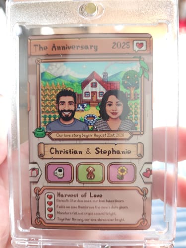 Customer photo review of Custom Anniversary Metal Card