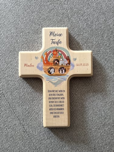 Kundenbewertung mit Foto zu Personalized children's cross for baptism – Arche Design – wooden cross for children with text – gift for baptism, communion & confirmation - Color: Blue, Personalization: Marlon
06.09.2025
Denn Weisheit
wird in dein
Herz eingehen,
und Erkenntnis...