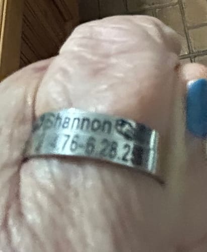 Customer photo review of Personalized Wings Memorial Rings Set of 2 Stacking Ring