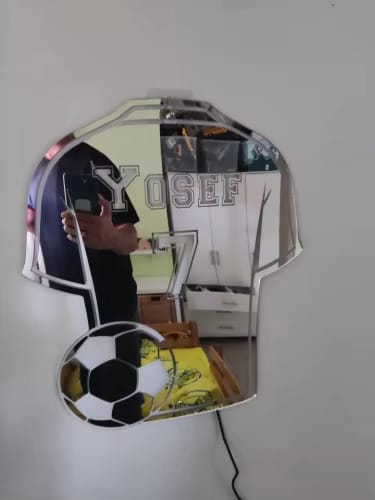 Customer photo review of Custom Jersey Mirror with Name and LED Lighting