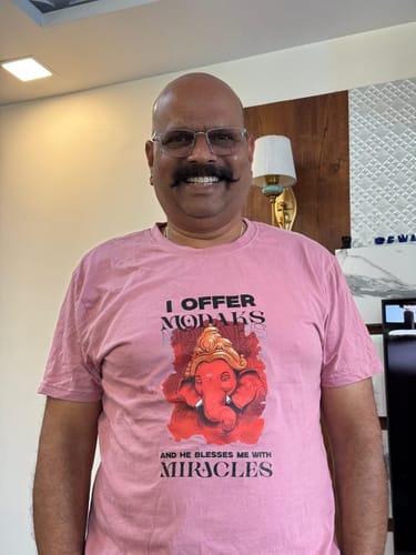 Customer photo review of "Modaks & Miracles Bappa Tee" -Unisex Classic Crew T-Shirt