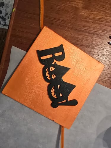 Customer photo review of Unfinished Wood Pumpkin Boo Shape | Craft Cutout | up to 46" DIY 5" / 1/8"