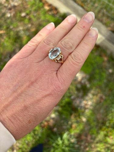 Customer photo review of Vintage 14k Yellow Gold 4.9ct Aquamarine Diamond Fabulous Cocktail Ring 6.00
