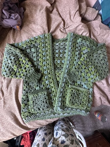 Customer photo review of Granny Hexagon Cardigan Pattern