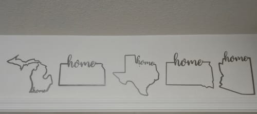 Customer photo review of State Home Silhouette Sign - 2 sizes - Map of the United States America Decorations for Home