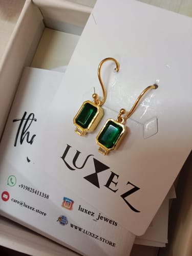 Customer photo review of Emerald Drop Earrings