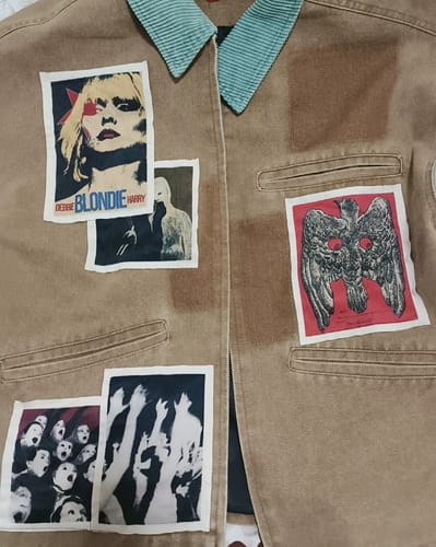 Customer photo review of Punk Retro Collage Print Distressed Heavy Jacket