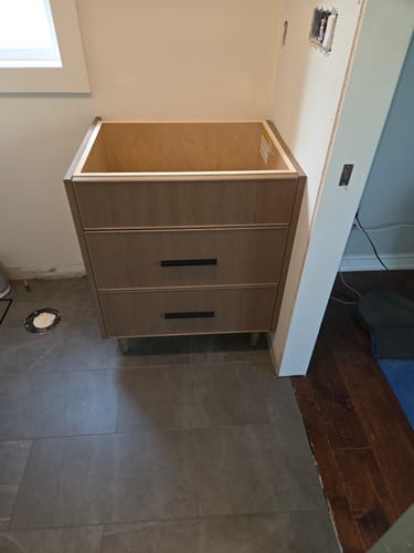 Customer photo review of Malibu 30" Almond Coast Bathroom Vanity - All Drawers