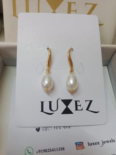 Customer photo review of Timeless Pearl Drop Earrings