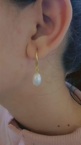 Customer photo review of Timeless Pearl Drop Earrings