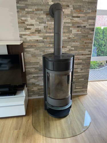 Customer photo review of Glasplatte Kamin, Funkenschutzplatte Glas für Kaminofen - Rundbogen