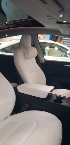 Customer photo review of EVAAM® Leather Neck Support Pillow for Tesla Accessories (1 PC)