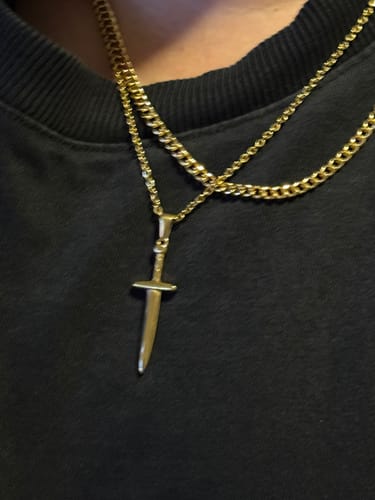 Customer photo review of Dagger Pendant (Gold)