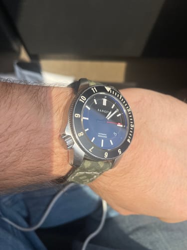 Customer photo review of Horween Leather and Canvas Strap