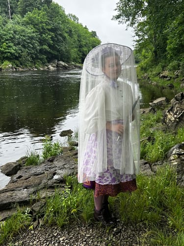 Customer photo review of Chuan Zhu 串珠 Pearl Beads Tang Dynasty Modernized Weimao Veiled Hat