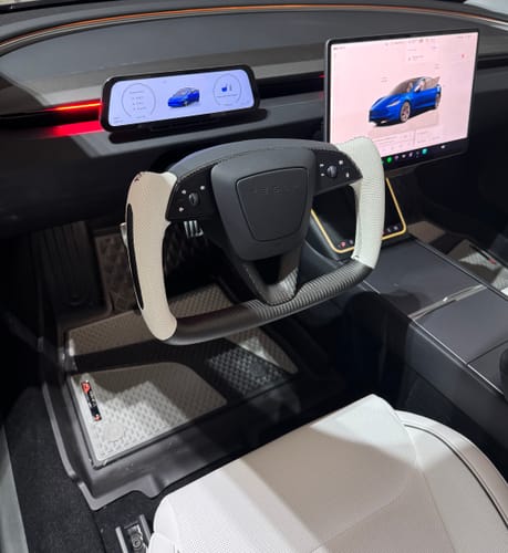 Customer photo review of Custom Dry Carbon Fiber YOKE Steering Wheel Replacement for Tesla Model 3 2023-2025 Highland