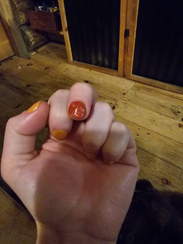 Customer photo review of D1469 Embers Flake Dip Powder