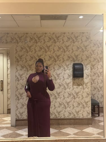 Customer photo review of Naked Keyhole Drape Tie Dress