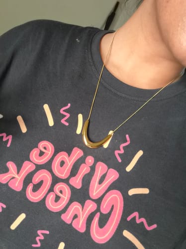 Customer photo review of Golden Boomerang Necklace