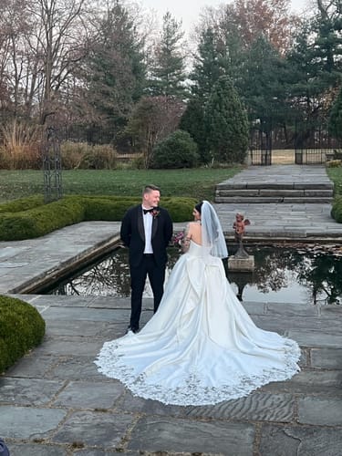 Customer photo review of Minimalist Raw Edge Elbow Length Veil: Silky Soft Tulle - SICILY