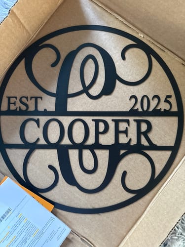 Customer photo review of Established Circle Name and Date Monogram - Custom Wreath Hanger Wall Decor