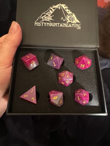 Customer photo review of Pink Agate Stone Dice Set