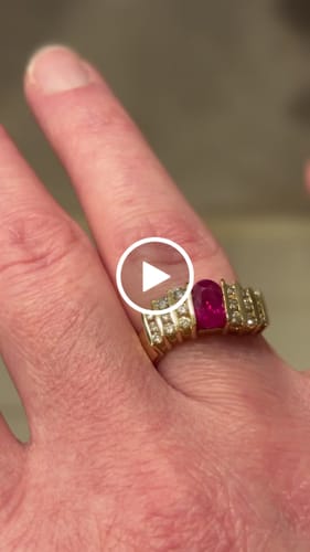 Customer video review of Vintage 14k Yellow Gold 1.18ct Ruby Diamond Asymmetric Wave Ring 7.00