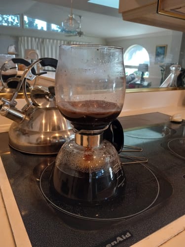 Customer photo review of Yama Glass 5 Cup Stovetop Coffee Siphon (Syphon)