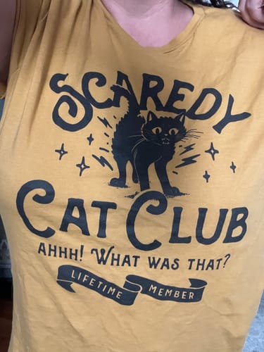 Customer photo review of Scaredy Cat Club Tee