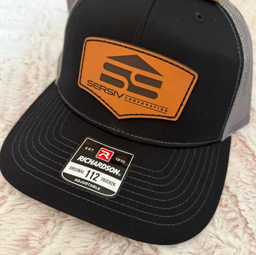 Customer photo review of Richardson 112 Genuine Leather Patch Hats Laser Engraved