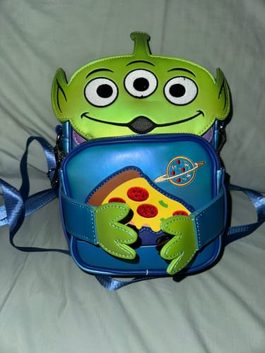 Customer photo review of Loungefly Pixar Toy Story 30th Anniversary Aliens Crossbuddies® Cosplay Crossbody Bag with Coin Bag