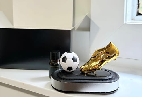 Customer photo review of Solar Powered Soccer-Themed Car Air Freshener