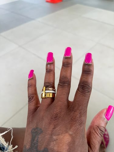 Customer photo review of Triple Stack Stone Ring - Gold