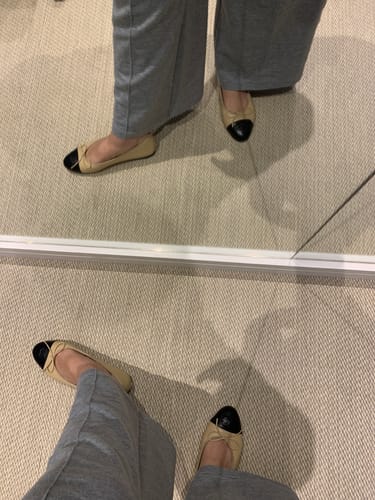 Customer photo review of ballet flats beige black lambskin