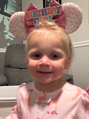 Customer photo review of Birthday Pink Confetti Elastic Mickey Ears