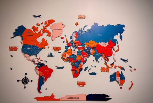Customer photo review of 3D Pine Wooden World Map for wall