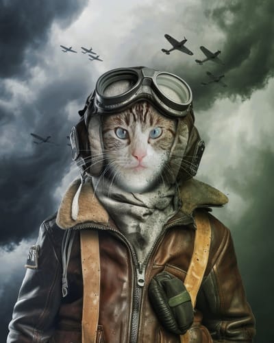 Customer photo review of Spitfire Pilot – Custom Pet Canvas