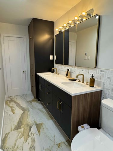 Customer photo review of Sidney 72" Matte Black Bathroom Vanity, Double Sink