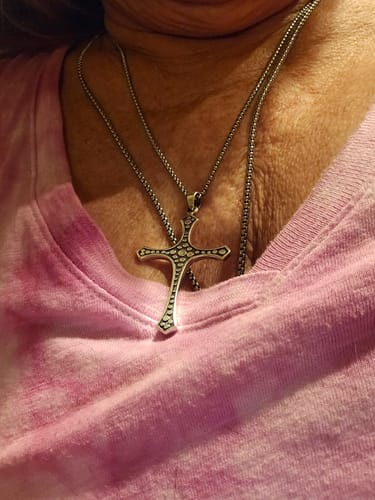 Customer photo review of Sterling Silver Southwestern Style Decorated Unisex Cross Pendant #1