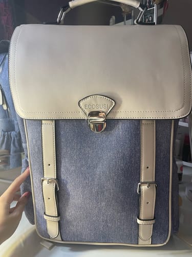 Customer photo review of Denim-Inspired PU Fabric 15.6-Inch Backpack