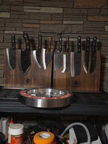 Customer photo review of FREE Walnut Magnetic Knives Holder
