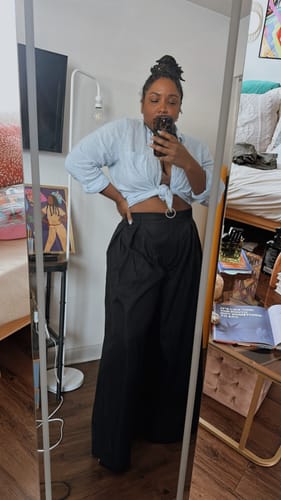 Sasha R. review of Stylish Loose High Waisted Solid Color Wide Leg Pants image 1 out of 1