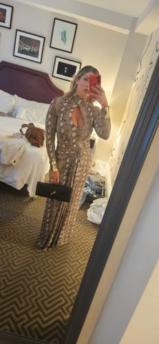 Customer photo review of Naked Print Cutout & Tie Maxi Dress